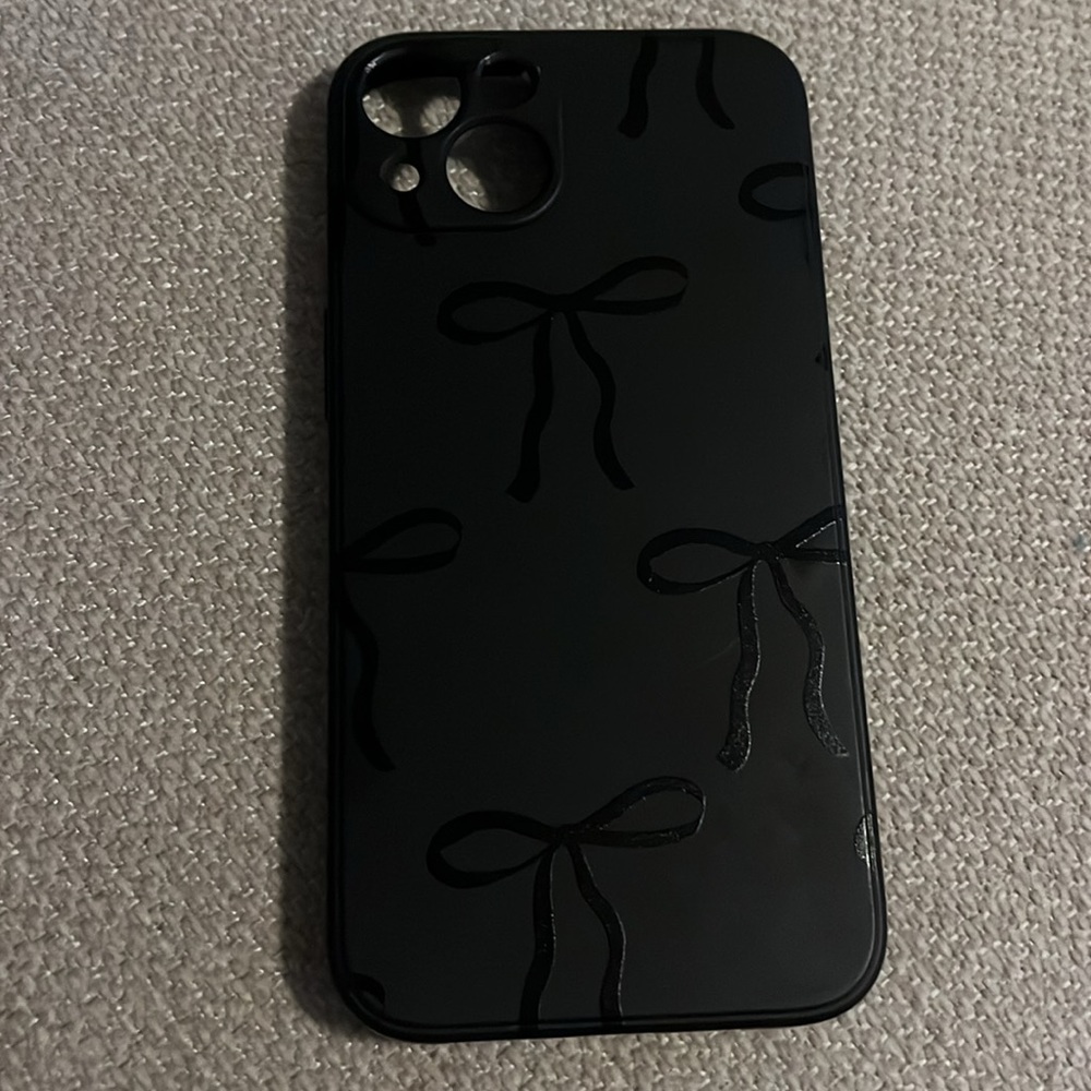 SHEIN Black Matte Bow Phone Case